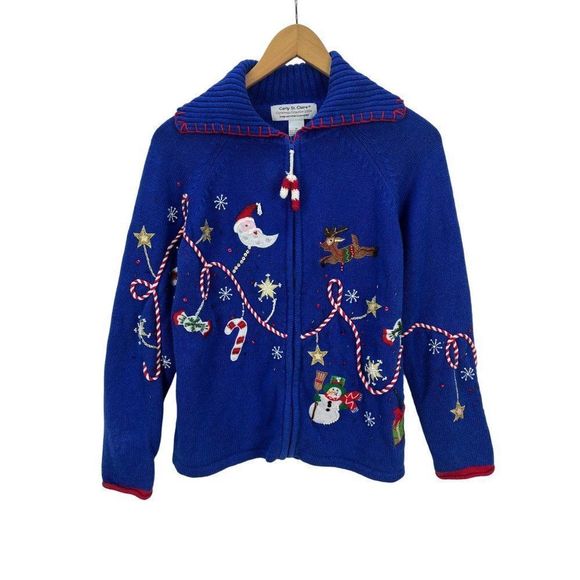 Carly St. Claire Sweaters - 2004 Carly St. Claire Ugly Christmas Sweater Santa Reindeer Size M